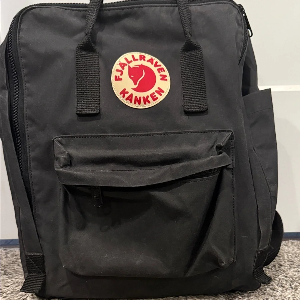 Fjallraven Kanken Black Backpack bag carrying purse laptop Swedish tote